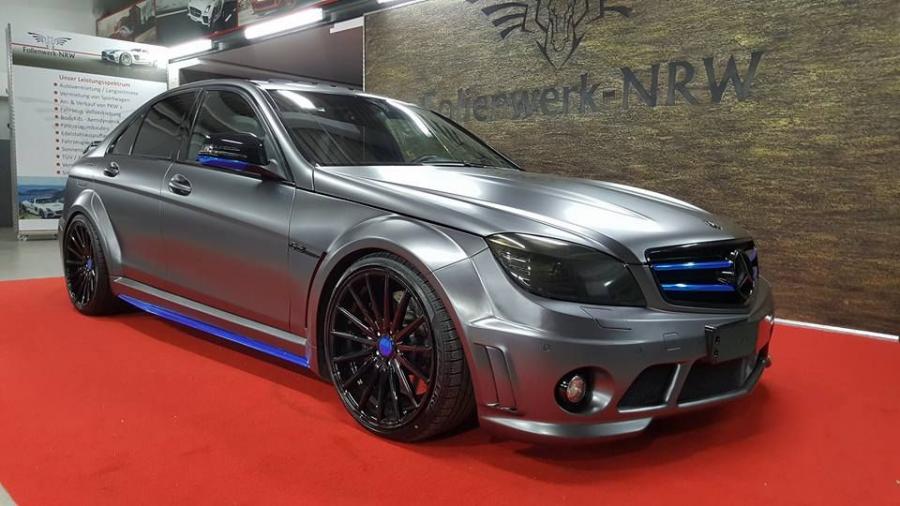 Mercedes-Benz C63 AMG Satin Dark Grey by Prior Design and Folienwerk-NRW '2016